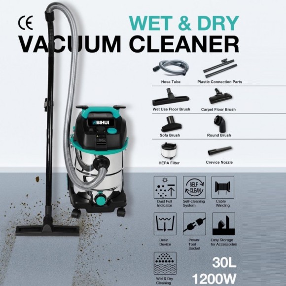 Пылесос строительный BIHUI VCH30, 1200Вт, 30л, сухая+влажная уборка Пылесос строительный BIHUI VCH30, 1200Вт, 30л, сухая+влажная уборка