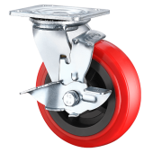 Колесо полиуретановое поворотное с тормозом  (обод из нейлона) / d= 150, 300 кг.