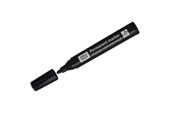 Маркер перманентный чёрный пулевидный, 3мм, OfficeSpace Маркер перманентный чёрный пулевидный, 3мм, OfficeSpace