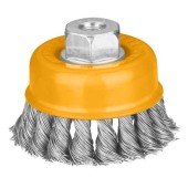 Щётка-крацовка чашечная для УШМ М14, 150мм, стальная проволока, INGCO