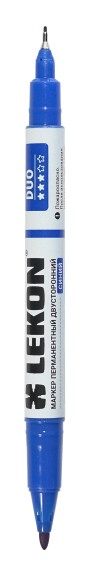 Маркер перманентный синий двухсторонний 0,5-1,0 мм LEKON 12261 Маркер перманентный синий двухсторонний 0,5-1,0 мм LEKON 12261