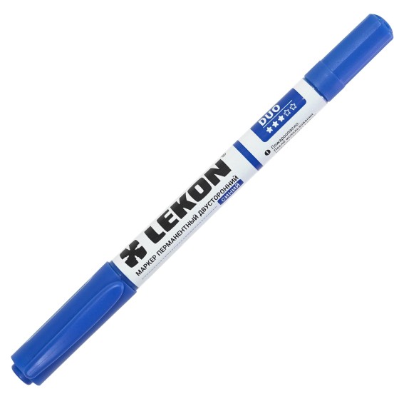Маркер перманентный синий двухсторонний 0,5-1,0 мм LEKON 12261 Маркер перманентный синий двухсторонний 0,5-1,0 мм LEKON 12261