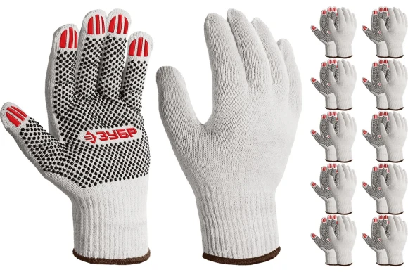 Перчатки х/б с ПВХ точки Оптима 10класс. LXL ЗУБР Перчатки х/б с ПВХ точки Оптима 10класс. LXL ЗУБР