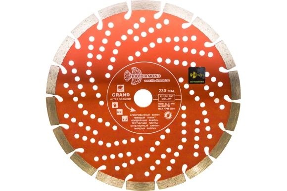 Диск алмазный по железобетону 230 х 22.2мм, сегмент. сухой/мокрый, GUS726 Trio-Diamond Диск алмазный по железобетону 230 х 22.2мм, сегмент. сухой/мокрый, GUS726 Trio-Diamond
