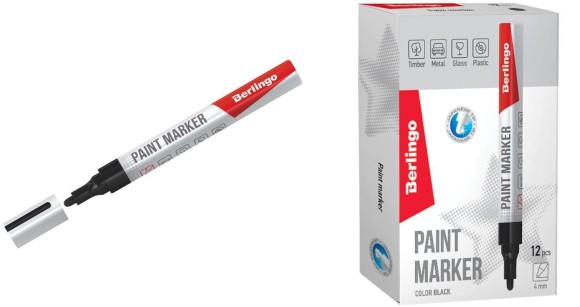 Маркер-краска чёрный, 2-4мм, нитро-основа,Berlingo "Uniline PA400" BMk_02101 Маркер-краска чёрный, 2-4мм, нитро-основа,Berlingo "Uniline PA400" BMk_02101