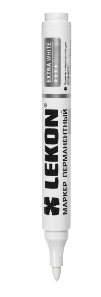 Маркер перманентный белый 3,0мм LEKON EХTRA WHITE 012393 Маркер перманентный белый 3,0мм LEKON EХTRA WHITE 012393