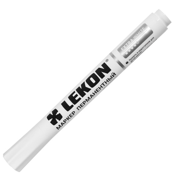 Маркер перманентный белый 3,0мм LEKON EХTRA WHITE 012393 Маркер перманентный белый 3,0мм LEKON EХTRA WHITE 012393