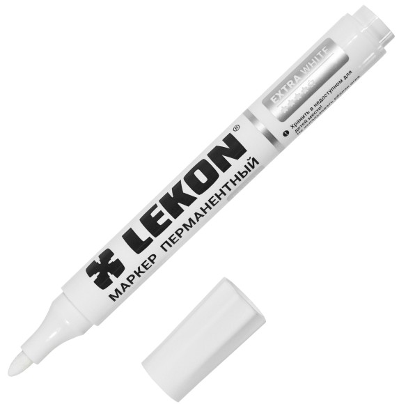 Маркер перманентный белый 3,0мм LEKON EХTRA WHITE 012393