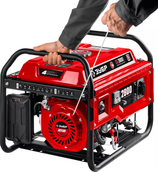 Генератор бензиновый ЗУБР СБ-2800, 2,5/2,8кВт, 220В, 1,8л/ч,бак 15л