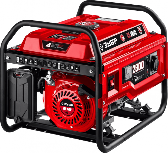 Генератор бензиновый ЗУБР СБ-2800, 2,5/2,8кВт, 220В, 1,8л/ч,бак 15л