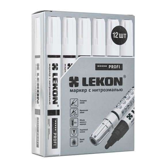 Маркер-краска чёрный,круглый наконечник 4мм LEKON Profi Корея 018804