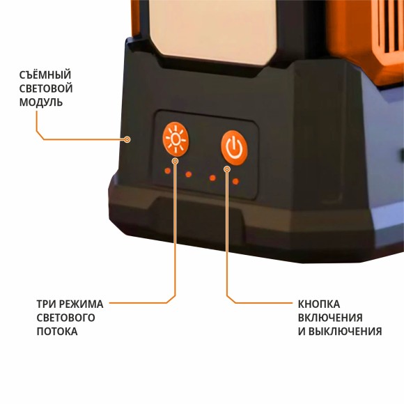 Мачта осветительная аккум. MAXPILER MTWL-03 (700/1500/3000 Лм, АКБ 4Ач, 3 свет.модуля, 2.5-10ч)