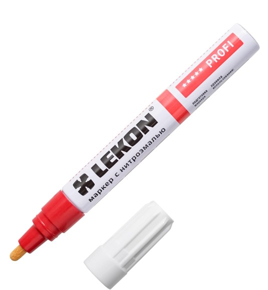 Маркер-краска красный,круглый наконечник 4мм LEKON Profi Корея 018104