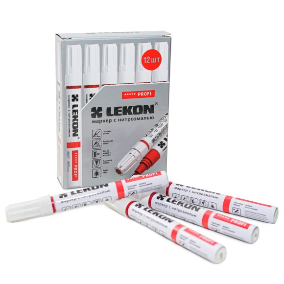 Маркер-краска красный,круглый наконечник 4мм LEKON Profi Корея 018104