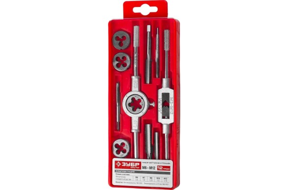 Набор для нарезки резьбы 12 предметов (М6-М12) Зубр 