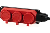 Колодка ЭРА K-3e-RED-IP44 каучуковая с заземлением 3 розетки 16A IP44 красная