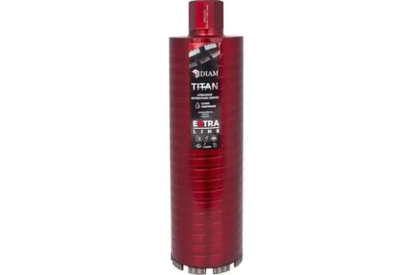 Коронка алмазная по железобетону 62 х 450мм, 1 1/4UNC, сухой/мокрый, Titan DIAM