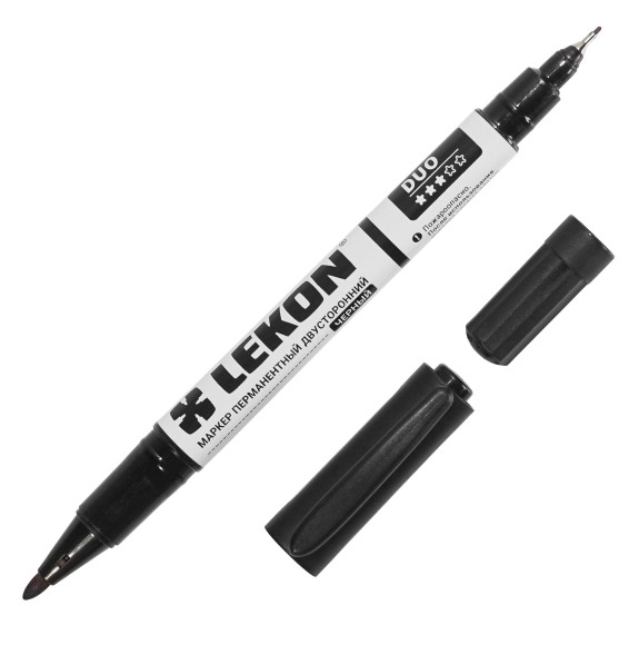 Маркер перманентный чёрный двухсторонний 0,5-1,0 мм LEKON 12281 Маркер перманентный чёрный двухсторонний 0,5-1,0 мм LEKON 12281