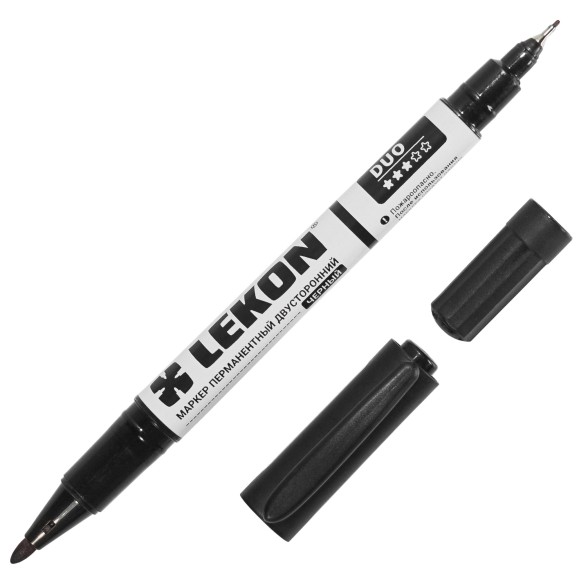 Маркер перманентный чёрный двухсторонний 0,5-1,0 мм LEKON 12281 Маркер перманентный чёрный двухсторонний 0,5-1,0 мм LEKON 12281