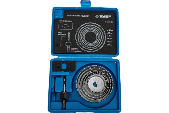 Набор коронок по дереву Эксперт 8 предметов, 51-102 мм ЗУБР 