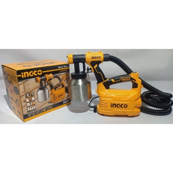 Краскопульт электрич. INGCO SPG5008-2, 500Вт, 2,5мм, 280 л/мин, металл. бачок