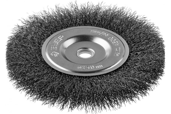 Щетка дисковая для точильно-шлифовального станка, витая сталь. проволока 0,3мм, 150х12,7мм  ЗУБР "Пр