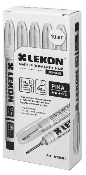Маркер перманентный чёрный, удлинённый наконечник 0,5мм Pika LEKON 012581 Маркер перманентный чёрный, удлинённый наконечник 0,5мм Pika LEKON 012581