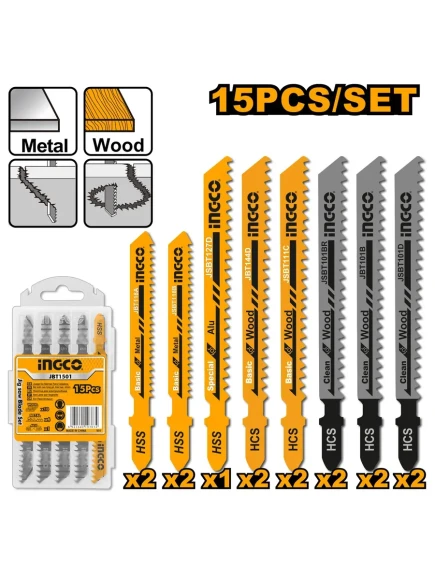 Набор пилок для эл.лобзика INGCO 15шт,JBT1501