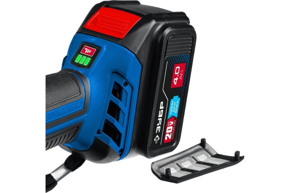 Шлифмашина(BL) угловая аккум. ЗУБР AB-125-42, 20В, 125мм, 4000-10000об/мин, АКБ 2-шт (4А*ч) Шлифмашина(BL) угловая аккум. ЗУБР AB-125-42, 20В, 125мм, 4000-10000об/мин, АКБ 2-шт (4А*ч)