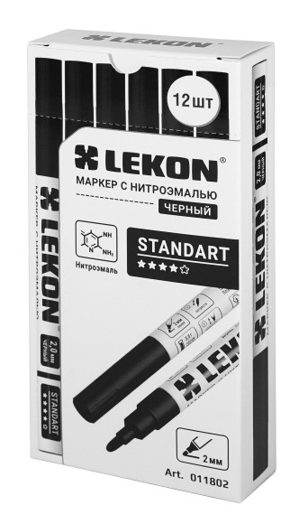 Маркер-краска чёрный,круглый наконечник 2мм LEKON Standart 011802