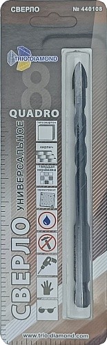 Сверло d-8*75мм керамика 4 кромки хвостовик 1/4"TRIO-DIAMOND Сверло d-8*75мм керамика 4 кромки хвостовик 1/4"TRIO-DIAMOND