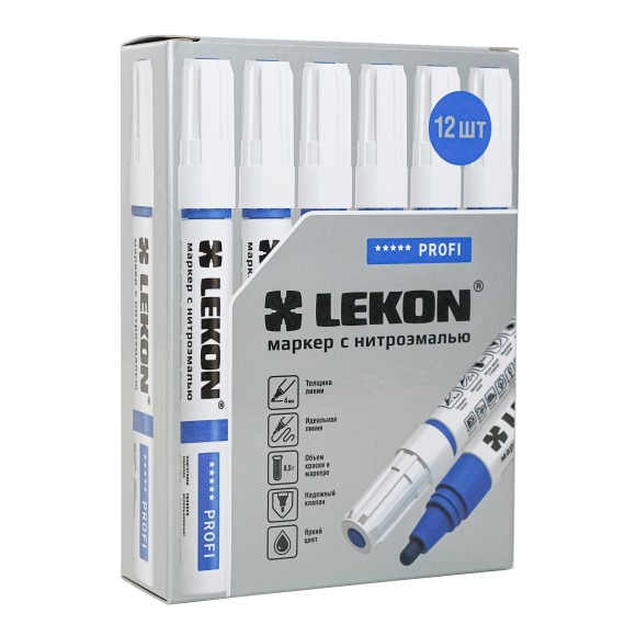 Маркер-краска синий,круглый наконечник 4мм LEKON Profi Корея 018604