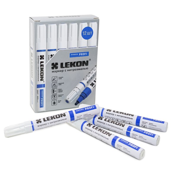 Маркер-краска синий,круглый наконечник 4мм LEKON Profi Корея 018604