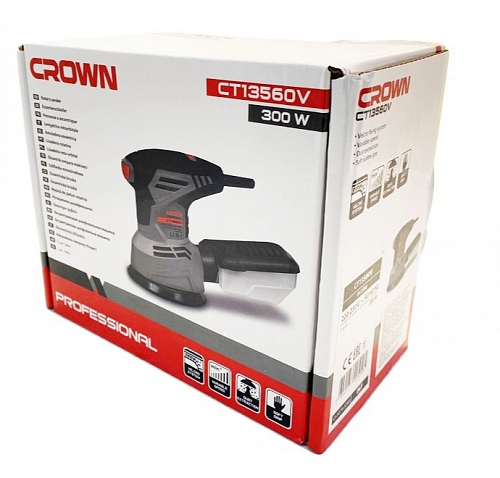 Шлифмашина эксценриковая CT13560V,300Вт,600-13000о/мин,CROWN Шлифмашина эксценриковая CT13560V,300Вт,600-13000о/мин,CROWN