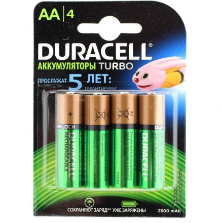 Батарейка-аккумулятор AA пальчиковая HR6-4BL 2500мАч 1 шт.  Duracell 