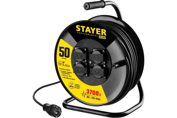 Удлинитель Pro 315  50м на катушк 4 роз.3,7кВт(16А),КГ 3*1,5мм, STAYER 