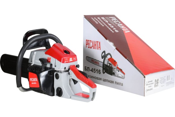 Бензопила Ресанта БП-4516, 2300Вт/3.1л.с, 45см?, 550мл, шина 40см, 3/8, 1.3, 57 звеньев
