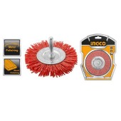 Щетка-карцовка для дрели нейлон диск INGCO 75мм,WB40755 Щетка-карцовка для дрели нейлон диск INGCO 75мм,WB40755