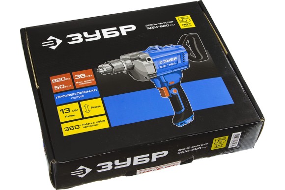 Дрель-миксер ЗУБР ЗДМ-820 РМ, 820Вт, 50Н*м, патрон 13мм (1/2-20UNF), 0-650об/мин Дрель-миксер ЗУБР ЗДМ-820 РМ, 820Вт, 50Н*м, патрон 13мм (1/2-20UNF), 0-650об/мин