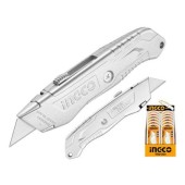 Нож с трапециевидным лезвием 61х19мм, двухкомпонентный корпус, +5 лезвий, HUK6118 INGCO Нож с трапециевидным лезвием 61х19мм, двухкомпонентный корпус, +5 лезвий, HUK6118 INGCO