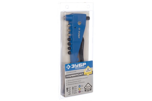 Заклёпочник вытяжной/резьбовой, заклёпки (2,4-4,8мм), (М3-М6), К-М6 ЗУБР Заклёпочник вытяжной/резьбовой, заклёпки (2,4-4,8мм), (М3-М6), К-М6 ЗУБР