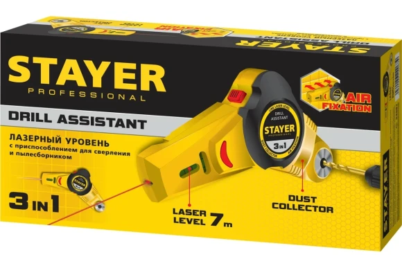 Уровень с приспособлением для сверления STAYER Drill Assistant 34987 Уровень с приспособлением для сверления STAYER Drill Assistant 34987