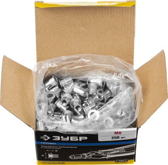 Заклёпки резьбовые с насечками М8 10шт.ЗУБР Заклёпки резьбовые с насечками М8 10шт.ЗУБР