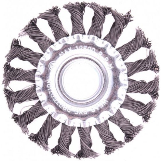 Щетка для УШМ 100 мм, посадка 22.2 мм, плоская, крученая проволока 0.5 мм Matrix