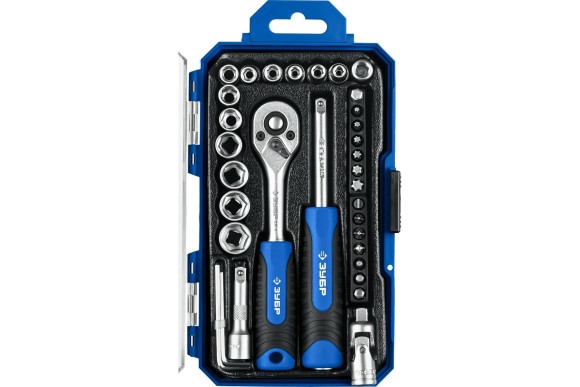 Набор головок с трещёткой ЗУБР Профессионал Компакт-35, 1/4",35предм. Набор головок с трещёткой ЗУБР Профессионал Компакт-35, 1/4",35предм.