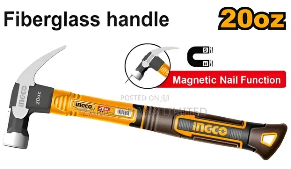Молоток-гвоздодер с магнитом INGCO 560г.пластик+резина,HCH81020