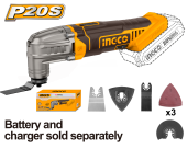 Реноватор(МФИ) аккум. INGCO CMLI2022, 20В, 20000кол/мин, 7 насадок, без АКБ и ЗУ, в коробке