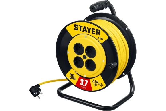 Удлинитель  ПВС S 225  30м на катушке 4 роз.3,75кВт(16А),КГ 2*2,5мм, STAYER