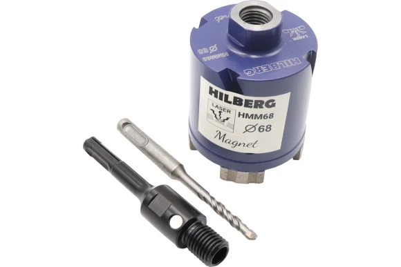 Коронка алмазная по железобетону 68 х 65мм, М16/SDS+, магнитный хвостовик, сухой/мокрый, HILBERG Коронка алмазная по железобетону 68 х 65мм, М16/SDS+, магнитный хвостовик, сухой/мокрый, HILBERG