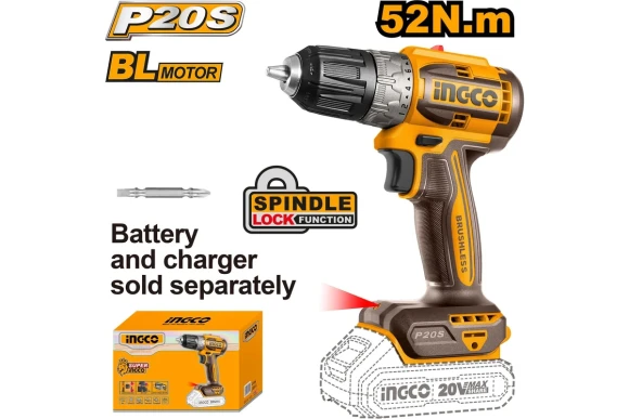 Шуруповерт аккум.INGCO CDLI204531,20В*ошт,52Н/м,0-550/0-2000о/мин, без аккум,коробка Шуруповерт аккум.INGCO CDLI204531,20В*ошт,52Н/м,0-550/0-2000о/мин, без аккум,коробка